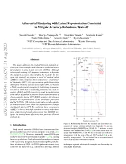 Adversarial Finetuning with Latent Representation Constraint to Mitigate
  Accuracy-Robustness Tradeoff