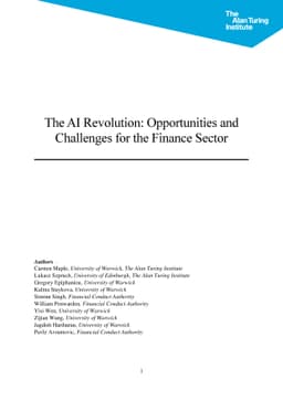 The AI Revolution: Opportunities and Challenges for the Finance Sector