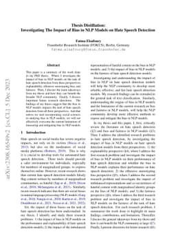 Thesis Distillation: Investigating The Impact of Bias in NLP Models on
  Hate Speech Detection