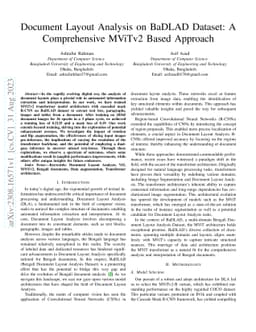 Document Layout Analysis on BaDLAD Dataset: A Comprehensive MViTv2 Based
  Approach