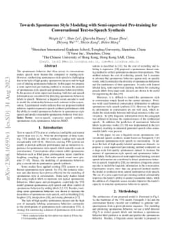 Towards Spontaneous Style Modeling with Semi-supervised Pre-training for
  Conversational Text-to-Speech Synthesis