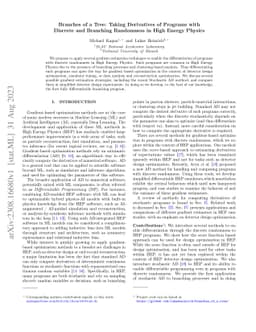 Branches of a Tree: Taking Derivatives of Programs with Discrete and
  Branching Randomness in High Energy Physics