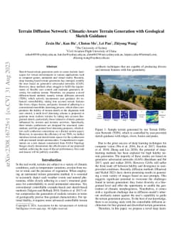 Terrain Diffusion Network: Climatic-Aware Terrain Generation with
  Geological Sketch Guidance