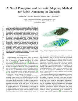 A Novel Perception and Semantic Mapping Method for Robot Autonomy in
  Orchards