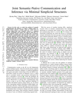Joint Semantic-Native Communication and Inference via Minimal Simplicial
  Structures