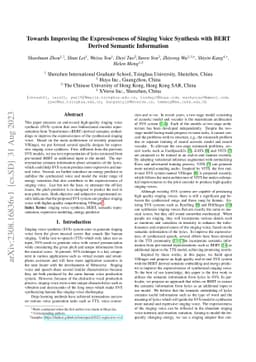 Towards Improving the Expressiveness of Singing Voice Synthesis with
  BERT Derived Semantic Information