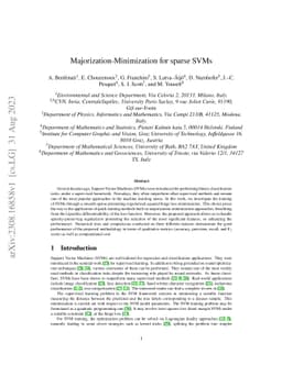 Majorization-Minimization for sparse SVMs