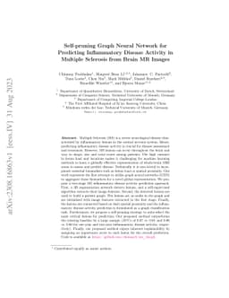 Self-pruning Graph Neural Network for Predicting Inflammatory Disease
  Activity in Multiple Sclerosis from Brain MR Images