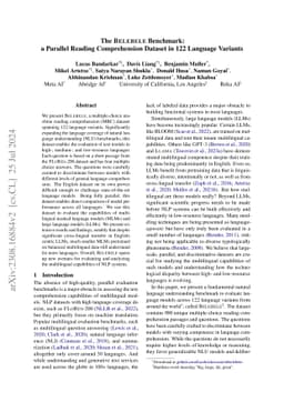 The Belebele Benchmark: a Parallel Reading Comprehension Dataset in 122
  Language Variants