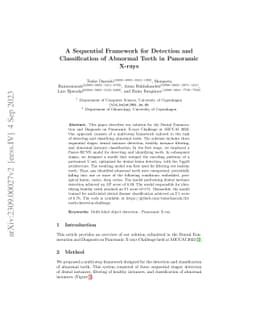 A Sequential Framework for Detection and Classification of Abnormal
  Teeth in Panoramic X-rays