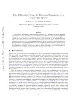 Pure Differential Privacy for Functional Summaries via a Laplace-like
  Process