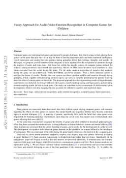 Fuzzy Approach for Audio-Video Emotion Recognition in Computer Games for
  Children