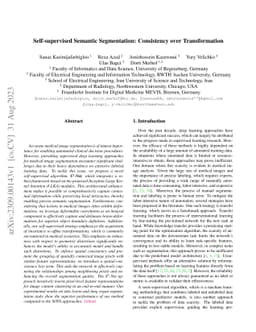 Self-supervised Semantic Segmentation: Consistency over Transformation