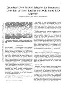 Optimized Deep Feature Selection for Pneumonia Detection: A Novel RegNet
  and XOR-Based PSO Approach
