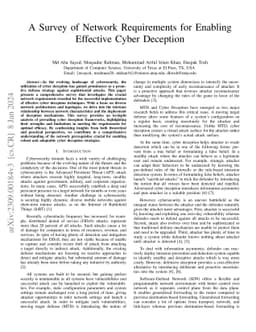 A Survey of Network Requirements for Enabling Effective Cyber Deception