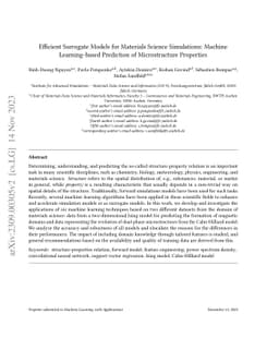 Efficient Surrogate Models for Materials Science Simulations: Machine
  Learning-based Prediction of Microstructure Properties