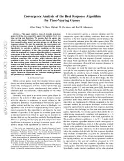 Convergence Analysis of the Best Response Algorithm for Time-Varying
  Games