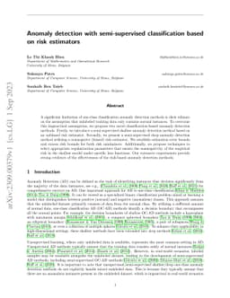 Anomaly detection with semi-supervised classification based on risk
  estimators
