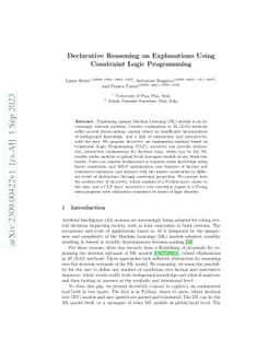 Declarative Reasoning on Explanations Using Constraint Logic Programming