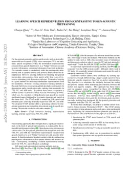 Learning Speech Representation From Contrastive Token-Acoustic
  Pretraining
