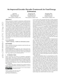 An Improved Encoder-Decoder Framework for Food Energy Estimation