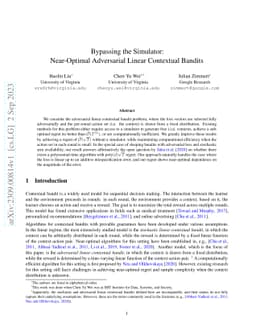 Bypassing the Simulator: Near-Optimal Adversarial Linear Contextual
  Bandits
