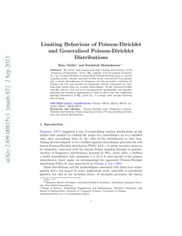 Limiting Behaviour of Poisson-Dirichlet and Generalised
  Poisson-Dirichlet Distributions