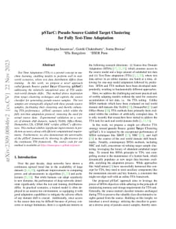 pSTarC: Pseudo Source Guided Target Clustering for Fully Test-Time
  Adaptation