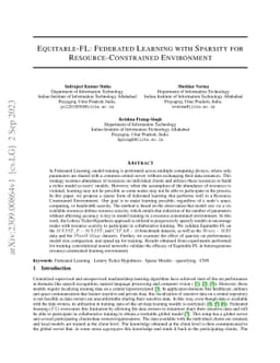Equitable-FL: Federated Learning with Sparsity for Resource-Constrained
  Environment