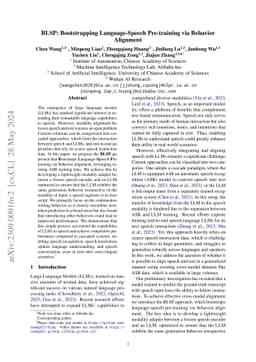 BLSP: Bootstrapping Language-Speech Pre-training via Behavior Alignment
  of Continuation Writing