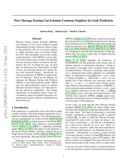 Pure Message Passing Can Estimate Common Neighbor for Link Prediction
