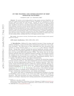 On the training and generalization of deep operator networks