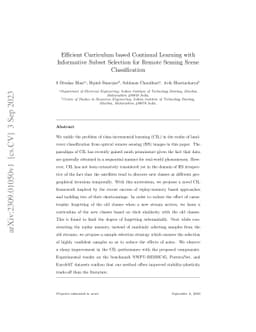 Efficient Curriculum based Continual Learning with Informative Subset
  Selection for Remote Sensing Scene Classification