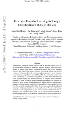 Federated Few-shot Learning for Cough Classification with Edge Devices