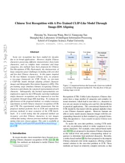 Chinese Text Recognition with A Pre-Trained CLIP-Like Model Through
  Image-IDS Aligning