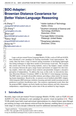 BDC-Adapter: Brownian Distance Covariance for Better Vision-Language
  Reasoning