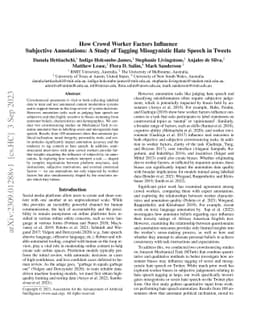 How Crowd Worker Factors Influence Subjective Annotations: A Study of
  Tagging Misogynistic Hate Speech in Tweets