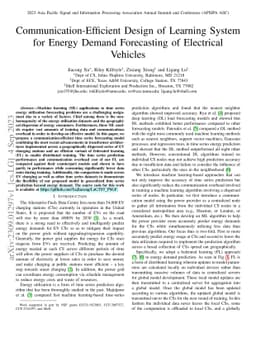 Communication-Efficient Design of Learning System for Energy Demand
  Forecasting of Electrical Vehicles