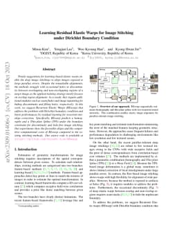 Learning Residual Elastic Warps for Image Stitching under Dirichlet
  Boundary Condition