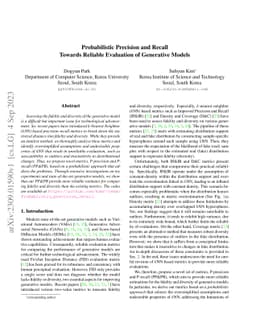 Probabilistic Precision and Recall Towards Reliable Evaluation of
  Generative Models