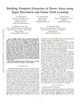 Building Footprint Extraction in Dense Areas using Super Resolution and
  Frame Field Learning