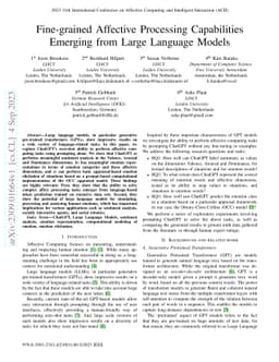 Fine-grained Affective Processing Capabilities Emerging from Large
  Language Models