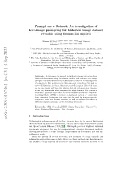 Prompt me a Dataset: An investigation of text-image prompting for
  historical image dataset creation using foundation models