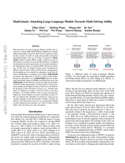 MathAttack: Attacking Large Language Models Towards Math Solving Ability