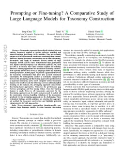 Prompting or Fine-tuning? A Comparative Study of Large Language Models
  for Taxonomy Construction