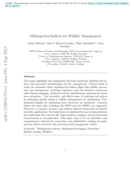 Multispectral Indices for Wildfire Management