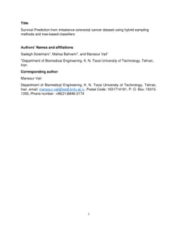 Survival Prediction from Imbalance colorectal cancer dataset using
  hybrid sampling methods and tree-based classifiers