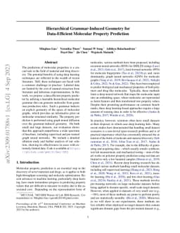Hierarchical Grammar-Induced Geometry for Data-Efficient Molecular
  Property Prediction