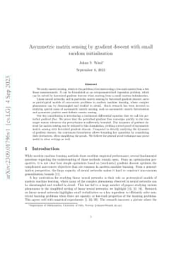 Asymmetric matrix sensing by gradient descent with small random
  initialization