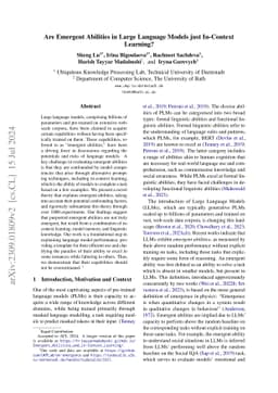Are Emergent Abilities in Large Language Models just In-Context
  Learning?